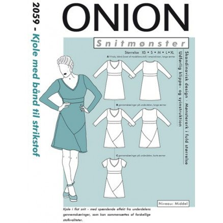 ONION Snittmønster 2059 Kjole med Bånd Str XS XL ONION Snittmønster 2059 Kjole med Bånd Str XS XL