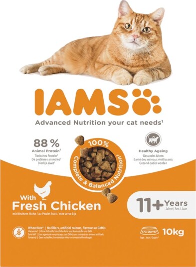 Iams Tørrfôr Senior Advanced Nutrition Cat 11+ Med Sparepakke Kylling 2 X 10 kg Iams Tørrfôr Senior Advanced Nutrition Cat 11+ Med Sparepakke Kylling 2 X 10 kg