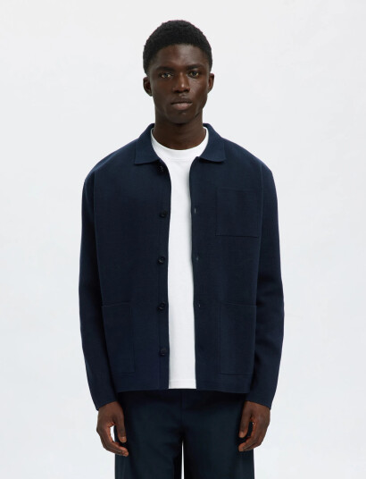 Selected Slmmike Light Polo Cardigan Noos Navy L