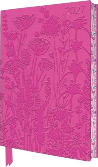 Lucy Innes Williams: Pink Garden House 2027 Artisan Art Vegan Leather Diary Planner Page to View with Notes