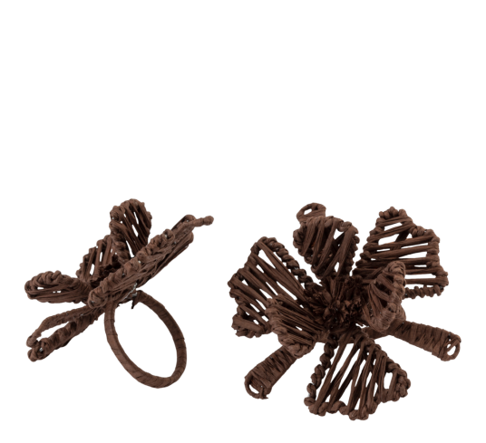 Flower serviettringer 2 pk sjokoladebrun