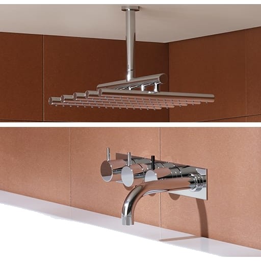 Vola Badekarbatteri 5414C-051A Med Dusjsett Messing Natur