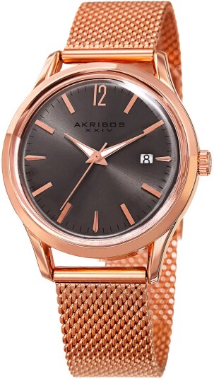 Akribos XXIV Dameklokke AK930GY Grå/Rose gulltonet stål Ø38 mm