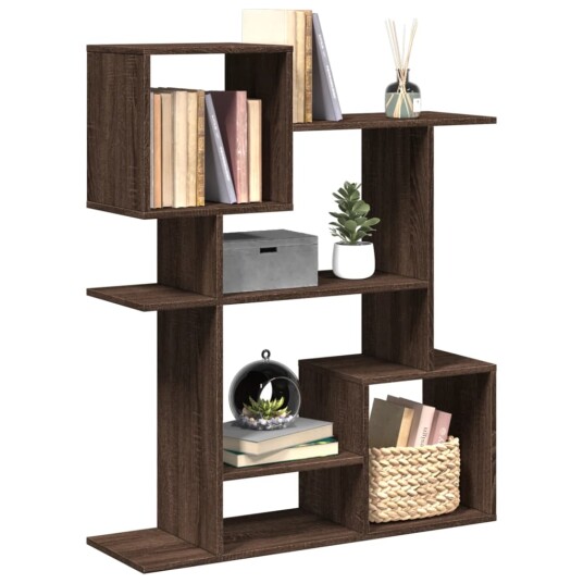 Romdeler bokhylle brun eik 92x29x112 cm konstruert tre