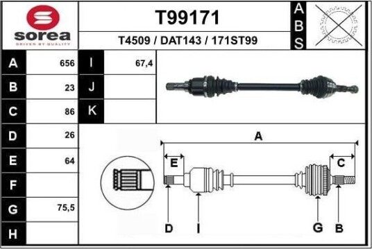 EAI T99171 Drivaksel EAI T99171 Drivaksel