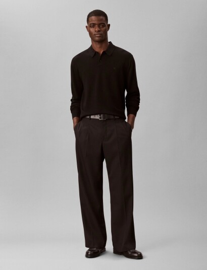 Calvin Klein Ls 100% Merino Polo 14Gg Black XXL