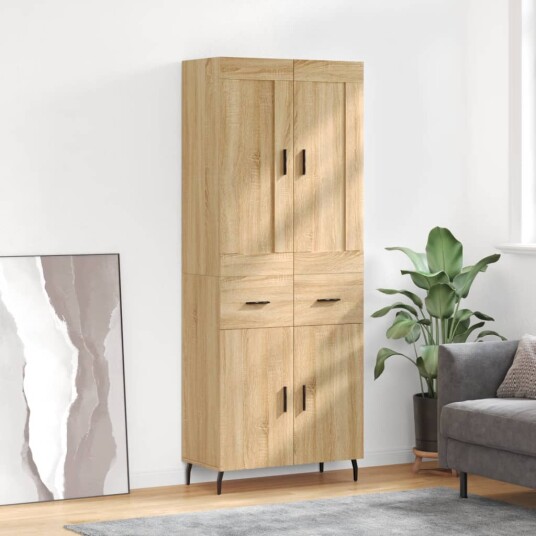  Highboard sonoma eik 69,5x34x180 cm konstruert tre