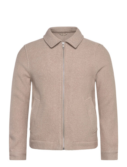 Lindbergh Wool Blend Zip Through Overshirt - Beige - M Lindbergh Wool Blend Zip Through Overshirt - Beige - M