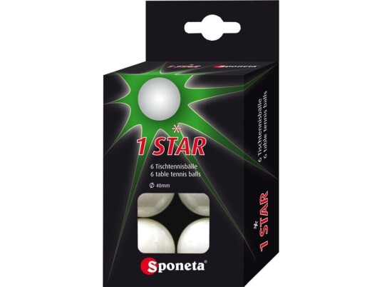 Sponeta Bordtennisballer 1 Stjerne 6 Stk.