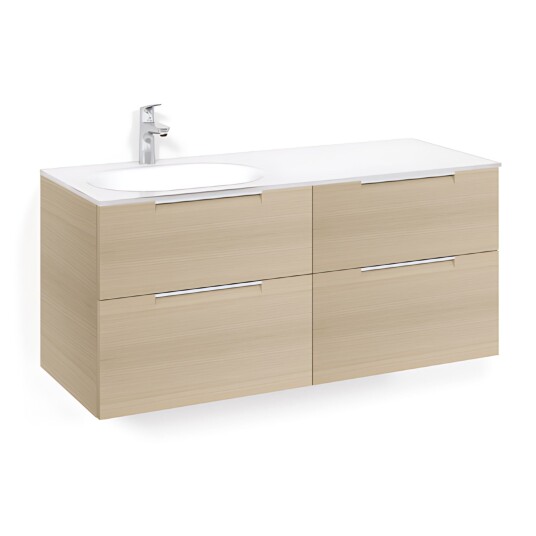 Macro Design Crown Servantskap 4-skuff - med Venstre Glasservant 120cm Eik / Grip Glass Edge Hvit Macro Design Crown Servantskap 4-skuff - med Venstre Glasservant 120cm Eik / Grip Glass Edge Hvit