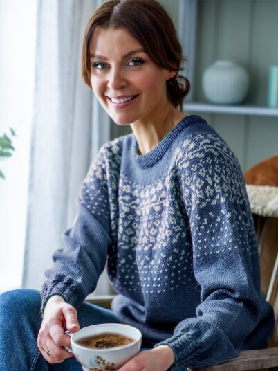 BLOMSTRING genser denim/lys blå
