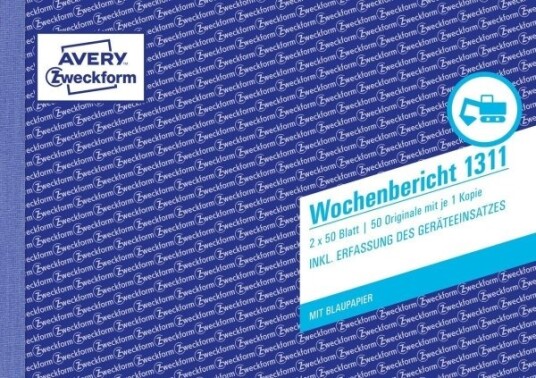 Avery Zweckform Ukerapport 50 Ark A5 148 X 210 Mm Landskap Dublett