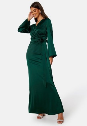 Bubbleroom Occasion Malia Satin Gown Dark green 48