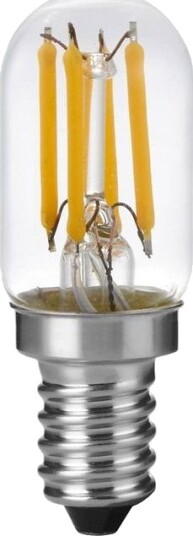 Spl E12 2,5W dimbar LED pære   6cm filament klart glass 2500K   Dimbar : Dimbar Kulør : Ekstra varm