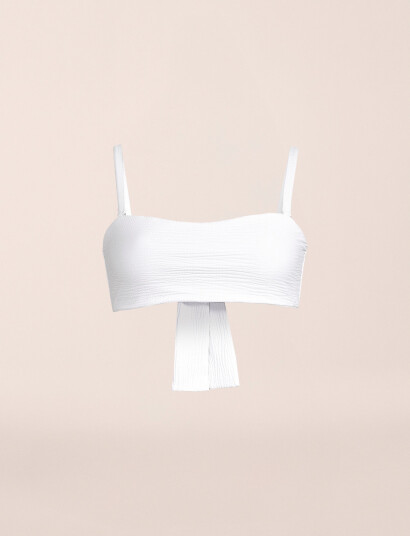 Casall Waffle Bandeau Tie Back Bikini Top - White - 38