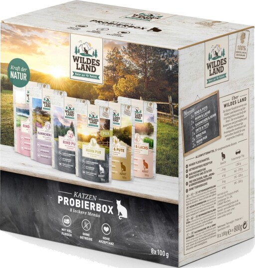 Wildes Land Cat Våtfôr Blandet Pakke 6 Varianter 24x100g Wildes Land Cat Våtfôr Blandet Pakke 6 Varianter 24x100g