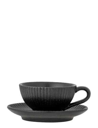 Bloomingville Neri Cappuccino Cup W/Saucer Black 200 ML