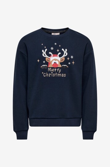 KIDS ONLY   Collegegenser kogYda Life Xmas L/s O neck   Blå