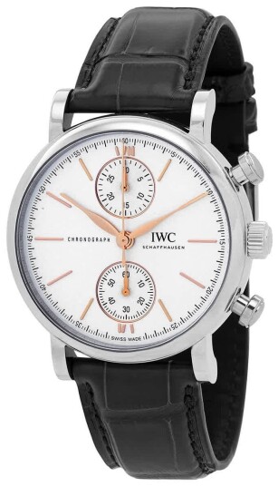 IWC Herreklokke IW391406 Portofino Sølvfarget/Lær Ø39 mm