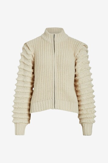Vila Kardigan viElada High neck L/S Zip Knit Beige