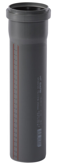 HT SAFE AVLØPSRØR M/MUFFE PP GRÅ 75X250MM