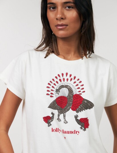 Lollys Laundry Romall Peacock Tee Ss   White   M