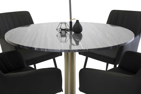 Venture Design Estelle & Comfort spisegruppe Svart/svart 4 st stoler & bord 106 cm
