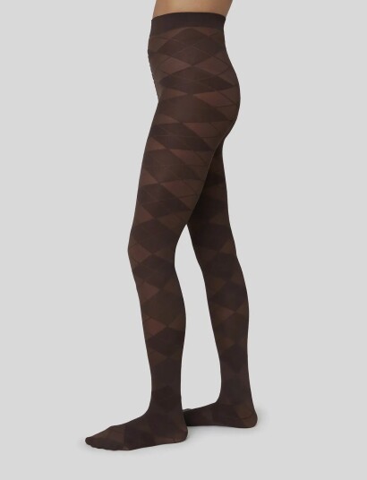 Swedish Stockings Rebecka Argyle Tights   Brown   M