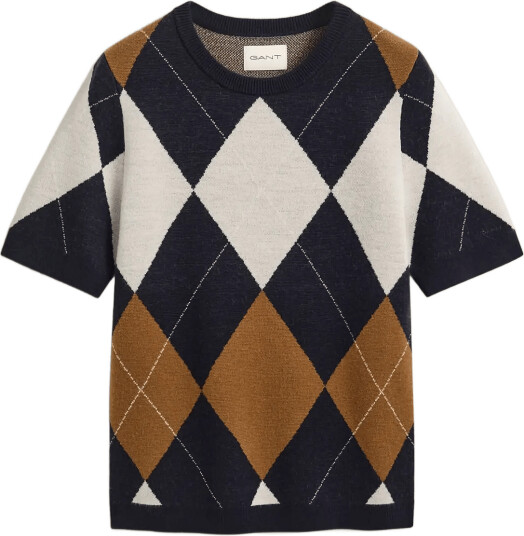 Gant Wool Argyle C Neck Ss Navy S