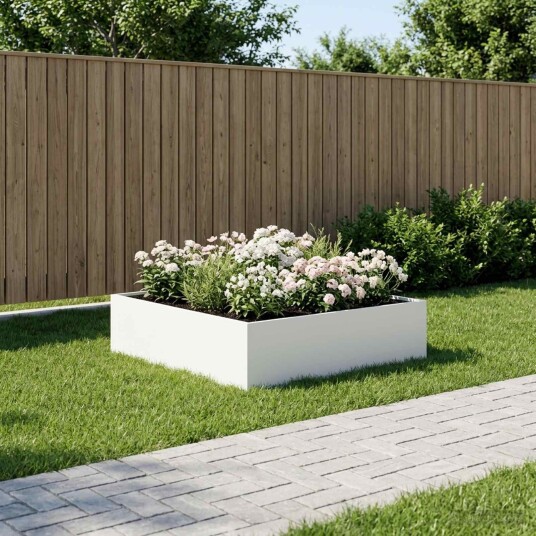 vidaXL Hageblomsterpotte Hvit 100 x 100 x 30 cm Kaldvalsestål