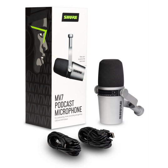 Shure MV7 Silver XLR/USB-Mikrofon Shure MV7 Silver XLR/USB-Mikrofon