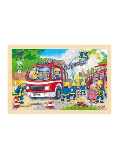 Goki Wooden Jigsaw Puzzle Fire Brigade 24 Pcs. Gulv