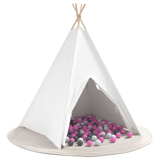 Teepee Telt Hvit grå rosa Stor Bomullscanvas Teepee Telt Hvit grå rosa Stor Bomullscanvas