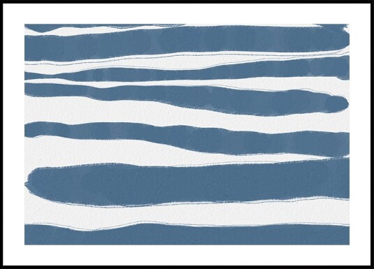 Posterbox Blue Stripes Nautical Abstract Pattern Plakat Plakat / 30x40cm