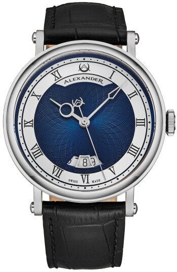 Alexander Herreklokke A153 02 Classic Blå/Lær Ø43 mm