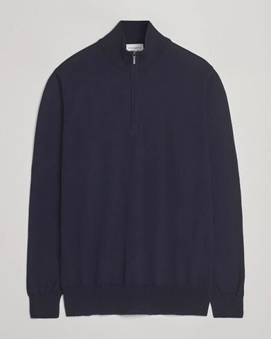 Morgano Extra Fine Merino Wool Half-Zip Navy