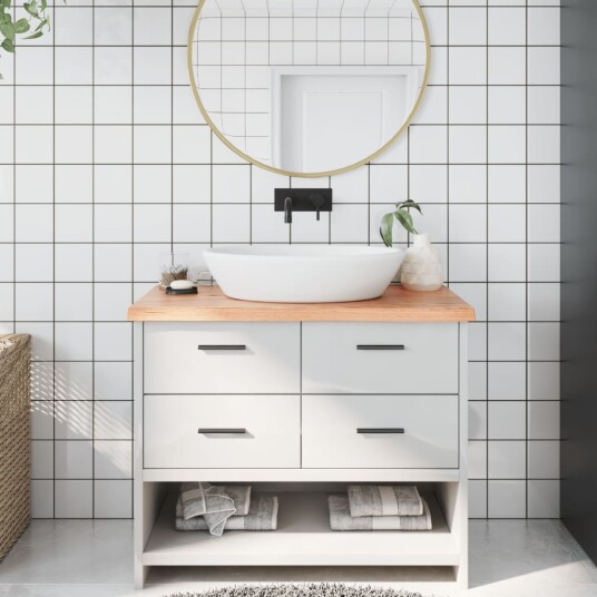 Benkeplate til bad lysebrun 100x40x 2-4  cm behandlet heltre
