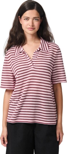 Pieces Pcjeya Ss V Neck Loose Polo D2D Jrs Multi/patterned S