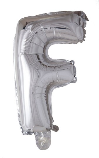 Folie ballong Sølv 41 cm -  Bokstaven F