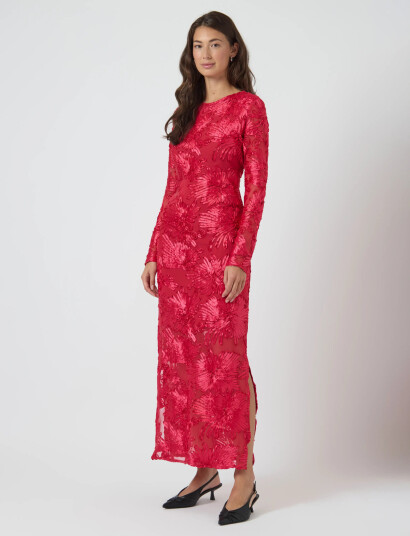 YAS Yasfloree Ls Long Dress   D2D   Red   M