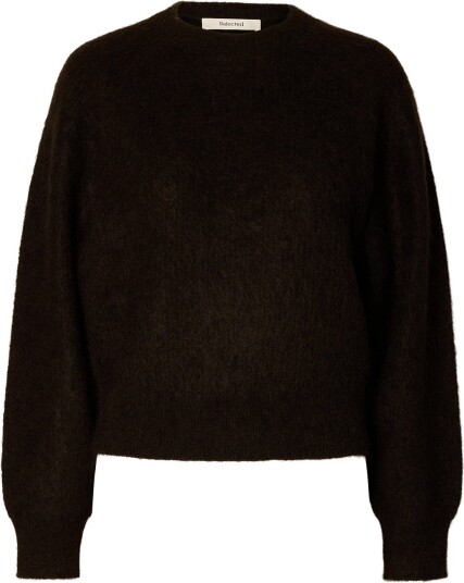 Selected Slwmira Strikkegenser O-Hals Delicioso Brun XXL