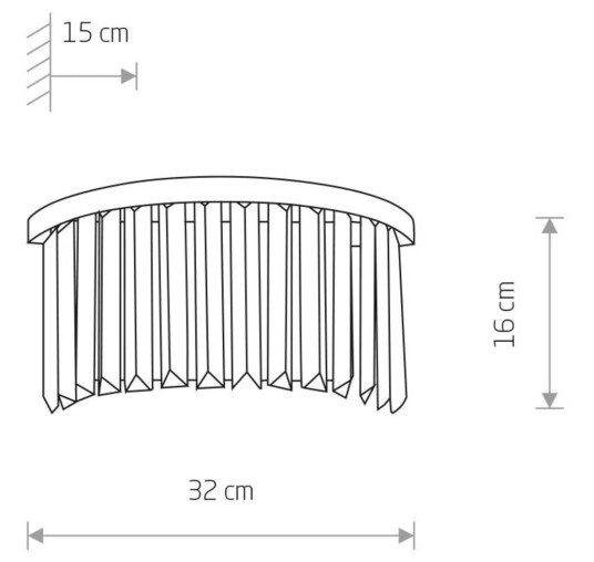 Euluna Cristal vegglampe, transparent/sølv