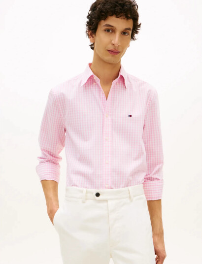 Tommy Hilfiger Flex Poplin Gingham Rf Shirt Pink XL