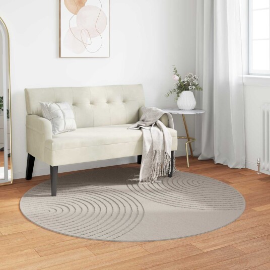 Områdetepper Rund GALATI Krem Ø 120 CM Polyester Områdetepper Rund GALATI Krem Ø 120 CM Polyester