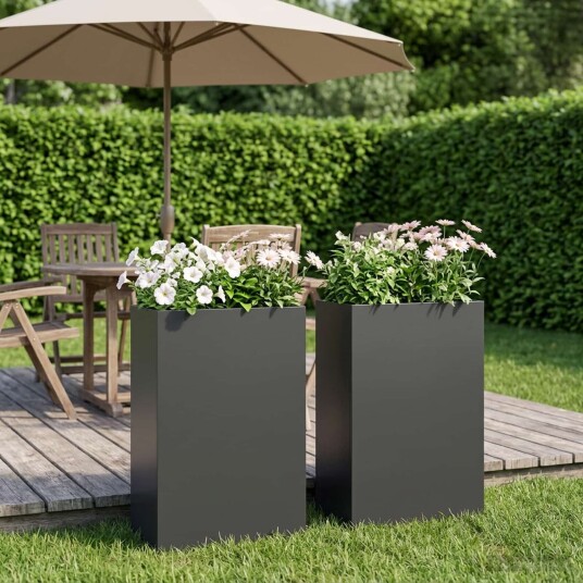 vidaXL Hageblomsterpotte 2 stk. Svart 50 x 20 x 75 cm Kaldvalsestål