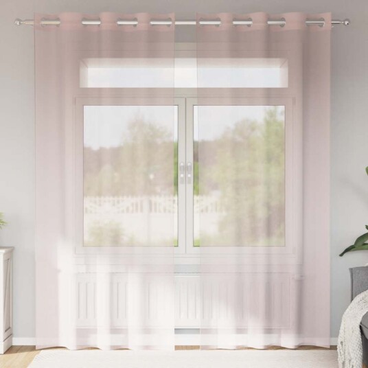 Voilegardiner med grommets 2 stk lyserosa 140x225 cm 8721158551016