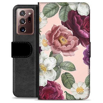 Samsung Galaxy Note20 Ultra Premium Lommebok-deksel Romantiske Blomster