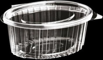 Plastbæger Catersource 750 Ml 145X190x60 Mm Oval Hængslet Låg Rpet Klar,100 Stk/Ps 100 Stk.