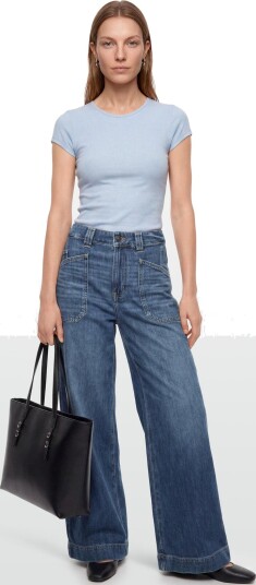 American Eagle Super High Rise Ultra Wide Leg Jeans   Blue   0 REGULAR