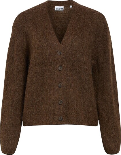 Object Objharry L/S Lo Knit Cardigan Noos Brown S